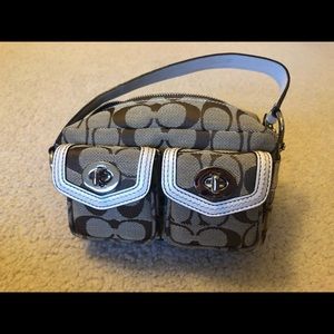 Brown and White Small Coach Purse